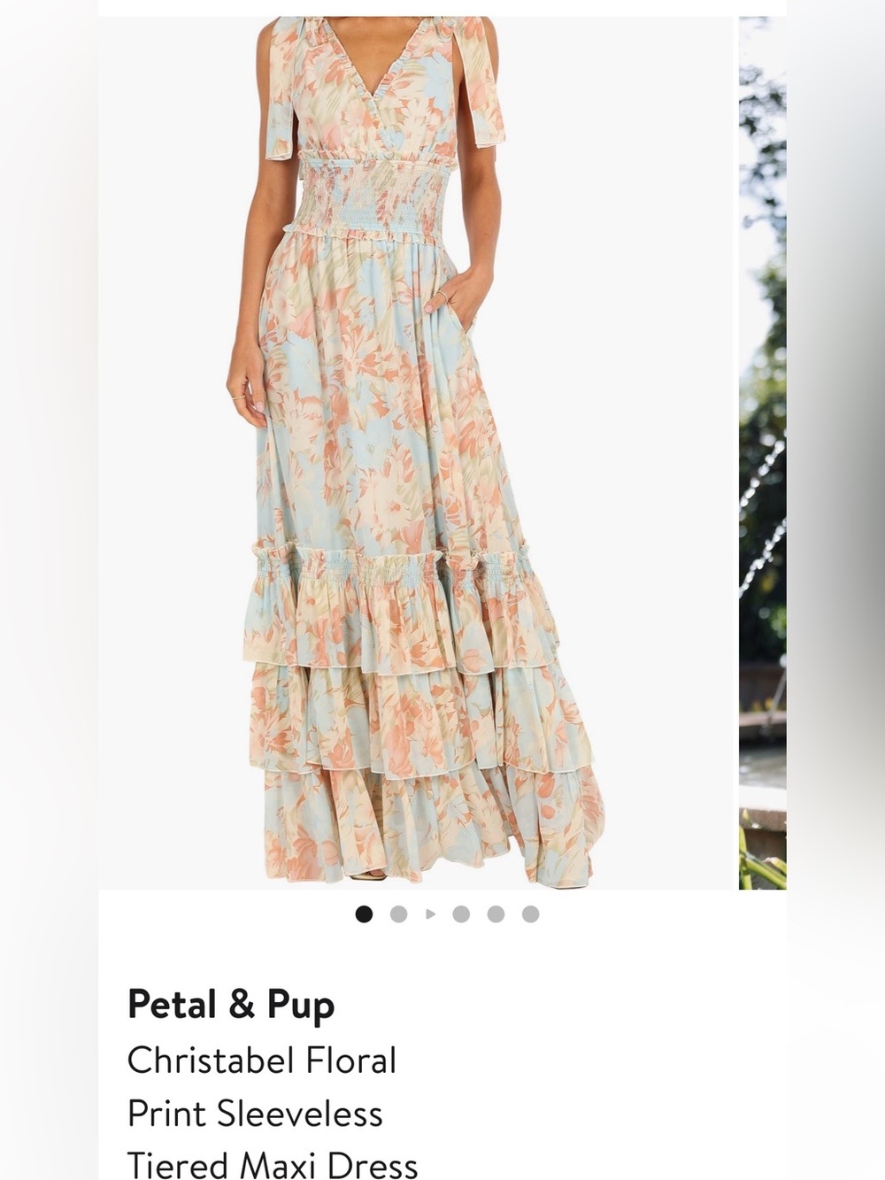 Petal & Pup Pastel Blue Floral Maxi Dress with Peach Accents Small